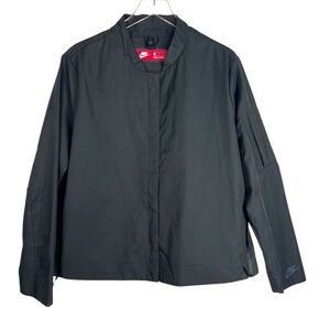 NIKE Black Bomber Style Boxy Snap Up Nylon Lightweight Jacket Women's XL